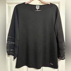 Anne Klein Black Lace Sleeve Blouse